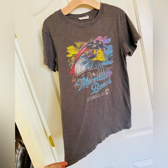 EUC Spell & the Gypsy Collective Charcoal Eagle Island Organic Biker Tee - Picture 11 of 16